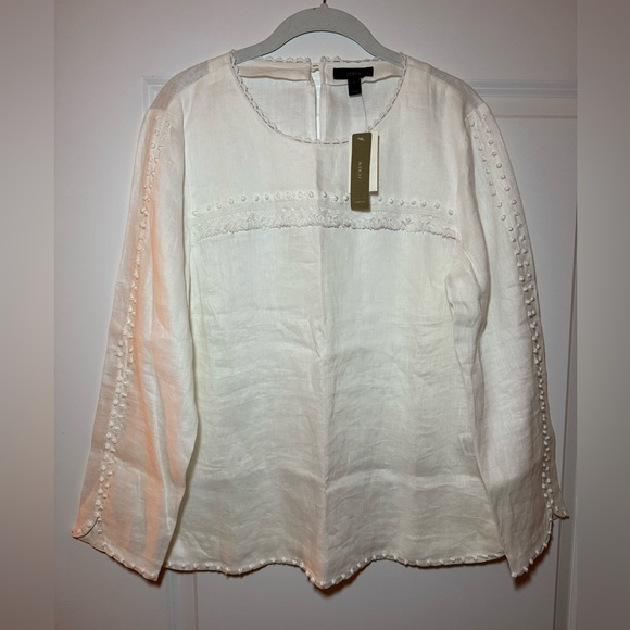 J. Crew Tops - BRAND NEW J CREW white linen blouse women’s size 12